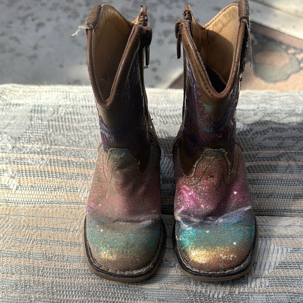 Roper Kids Glitter Boots in Brown and Multicolor Montana broken in! So cool!
